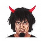 Paruka čertovská s červenými rohy černá