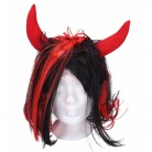 Paruka s rohy černočervená