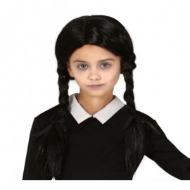 Černá paruka s copánky Wednesday Addamsova rodina Halloween