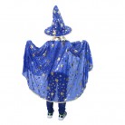 Dětský plášť modrý s kloboukem čarodějnice/čaroděj Halloween