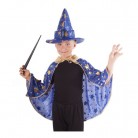 Dětský plášť modrý s kloboukem čarodějnice/čaroděj Halloween