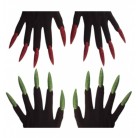 Čertovské rukavice černé s nehty( zelené,červené)