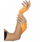 Krajkové rukavice bez prstů oranžové