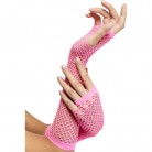 Síťované rukavice neon růžové bez prstů