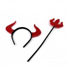 Vidle a čelenka s rohy čerta