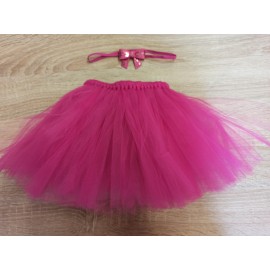 Sukýnka s čelenkou růžovo-červená