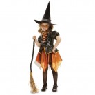 Dětský kostým Čarodějnice oranžovo černá s kloboukem 1-2 roky