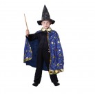 Dětský kouzelnický plášť modrý s hvězdami