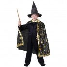 Dětský kouzelnický plášť černý s hvězdami