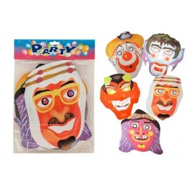 Maska papírová 6 druhů v balení Halloween