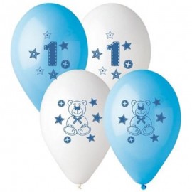 Latexový balonek 1 s medvídkem modrý