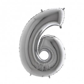 Foliový balonek 6 - stříbrný 