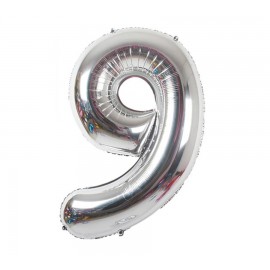 Foliový balonek 9 - stříbrný 