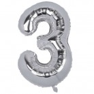 Nafukovací číslice "3" stříbrná