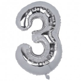 Nafukovací číslice "3" stříbrná