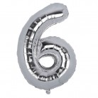 Nafukovací číslice "6" stříbrná 54 cm