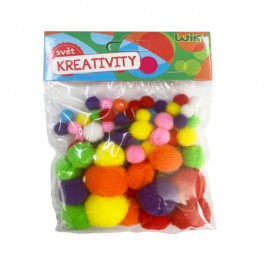 Pom pom mix velikostí, 80ks