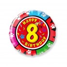 Foliový balonek Happy Birthday číslo 8 - 45 cm