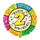 Foliový balonek Happy Birthday číslo 2 - 45 cm