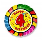 Foliový balonek Happy Birthday číslo 4 - 45 cm