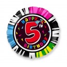 Foliový balonek Happy Birthday číslo 5 - 45 cm