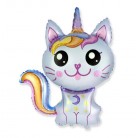 Foliový balónek kočka jednorožec modrá