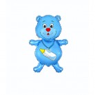 Fóliový balónek Méďa s lahví modrý