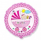 Foliový balonek s kočárkem - It is a girl! 45 cm