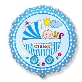 Foliový balonek s kočárkem- It is a boy! 45 cm