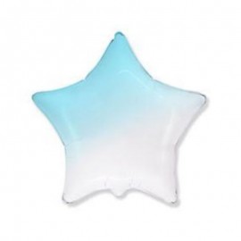 Balón fóliový hvězda ombré - modrobílá - 48 cm