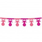 Papírová girlanda Dudlík růžová 160x16x18 cm