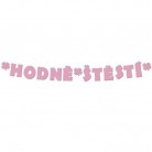 Papírová girlanda Hodně štěstí růžová