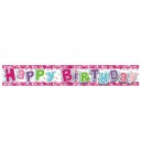 Banner Happy Birthday 1,8 m - růžový