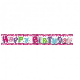 Banner Happy Birthday 1,8 m - růžový