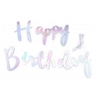 Girlanda Happy Birthday  stříbrná duhová