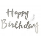 Girlanda Happy Birthday stříbrná