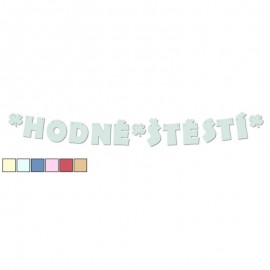 Papírová girlanda Hodně štěstí perleťová mátová