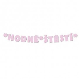 Papírová girlanda Hodně štěstí perleťová růžová