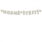 Papírová girlanda Hodně štěstí perleťová zlatohnědá