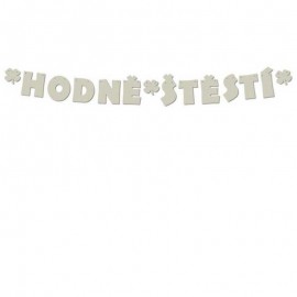 Papírová girlanda Hodně štěstí perleťová zlatohnědá