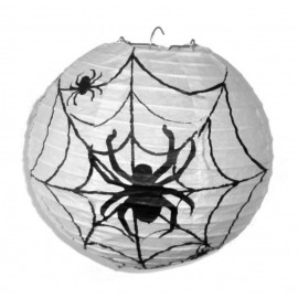 Papírový lampion Halloween pavouk s pavučinou - 20 cm