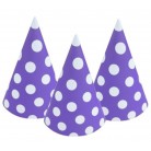 Papírová čepička s puntíky fialová