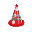 Karnevalový klobouček s bambulkami červená