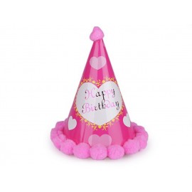 Karnevalový klobouček s bambulkami růžová