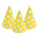 Papírová čepička s puntíky žlutá