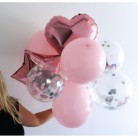 Nafukovací balónky s konfetami sada 6 stříbrná