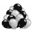 Nafukovací balónky metalické sada černá-stříbrná