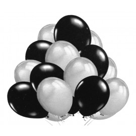 Nafukovací balónky metalické sada černá-stříbrná