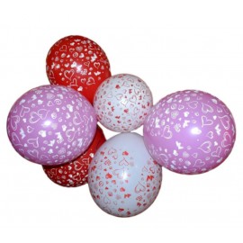 Balonky kulatý s potiskem srdce, sada 6 ks