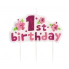 Svíčka "1st birthday" růžová